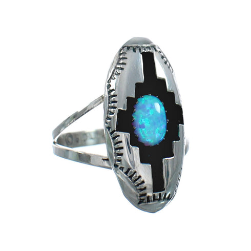Sterling Silver Opal Native American Ring Size 8 XS10028